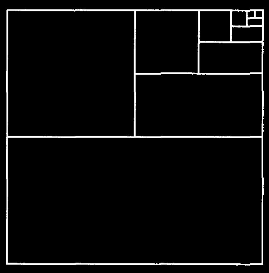 infinite series visualised in a square, halved portions